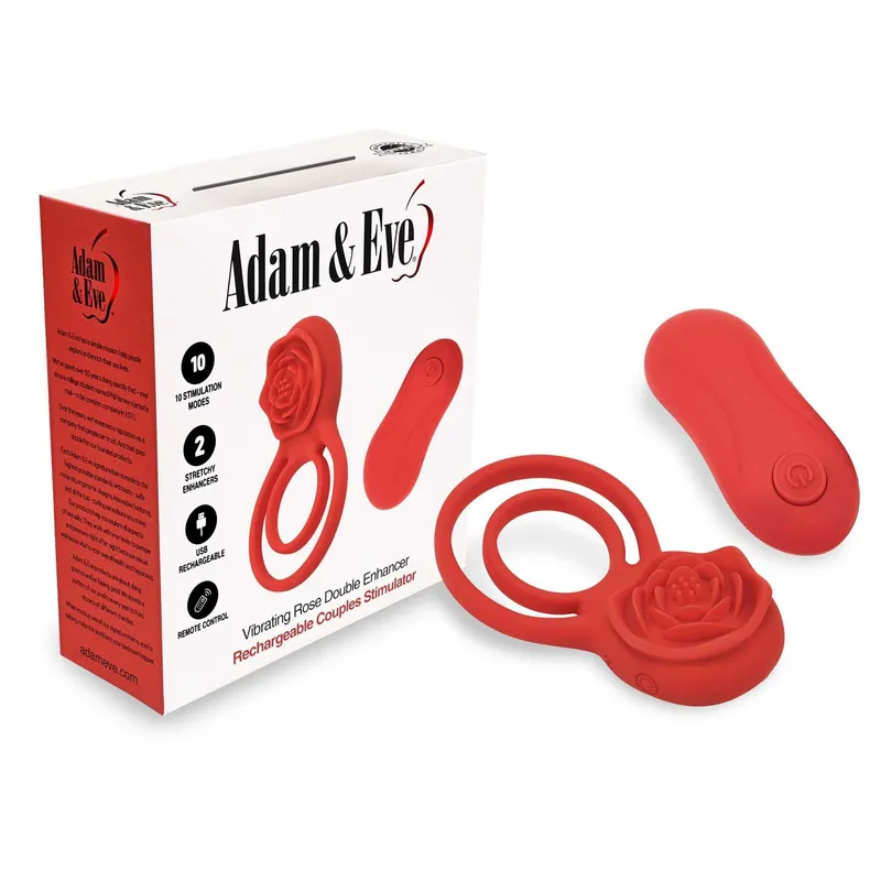 Adam & Eve Double Ring Vibrating Rose Cockring - image 1